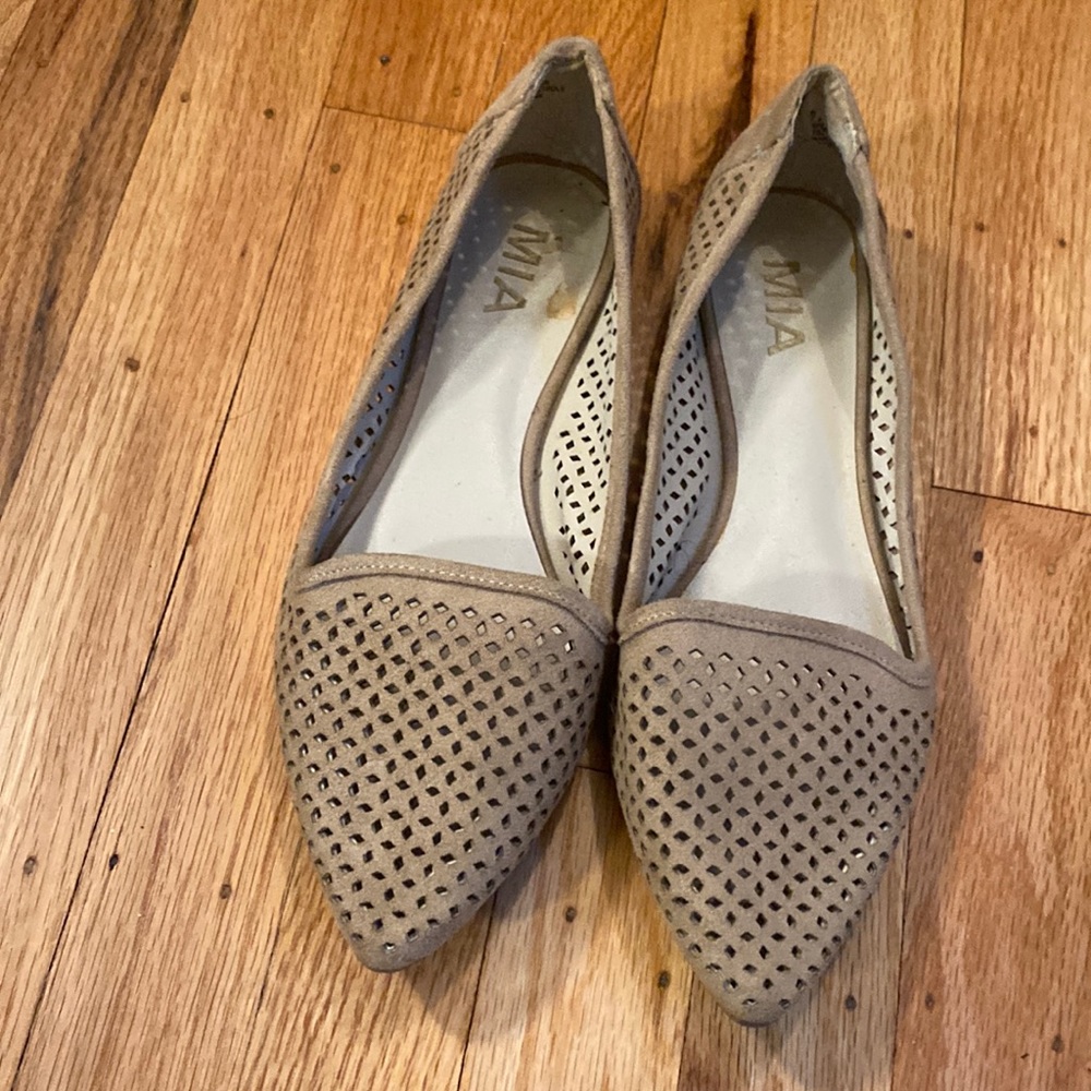 Perforated suede flats